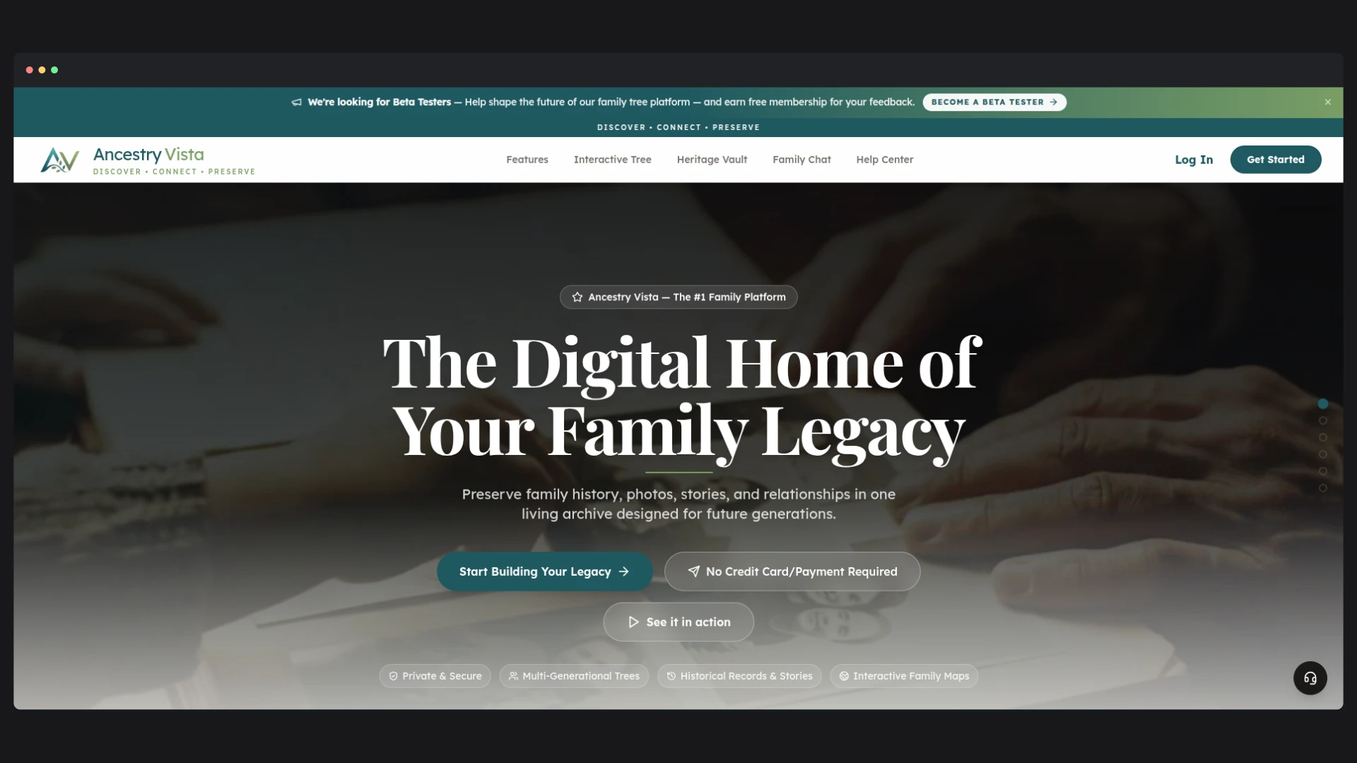 Genealogy SaaS Platform — application interface